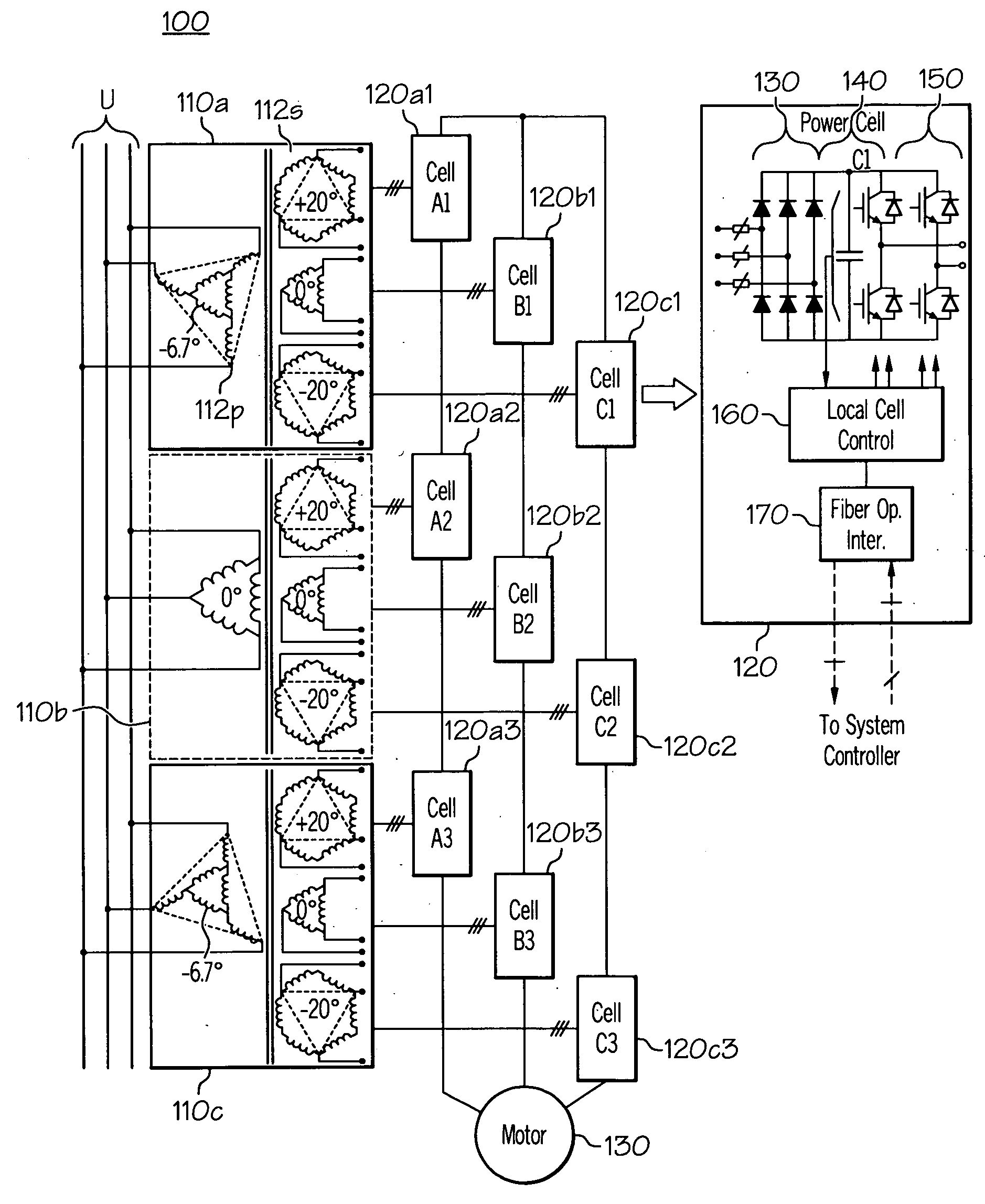 Modular multi-pulse transformer rectifier for use in asymmetric multi-level power converter