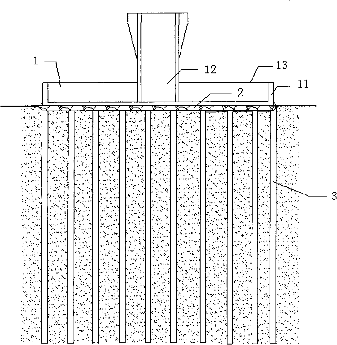 Sea gravity type pile foundation combined fan foundation
