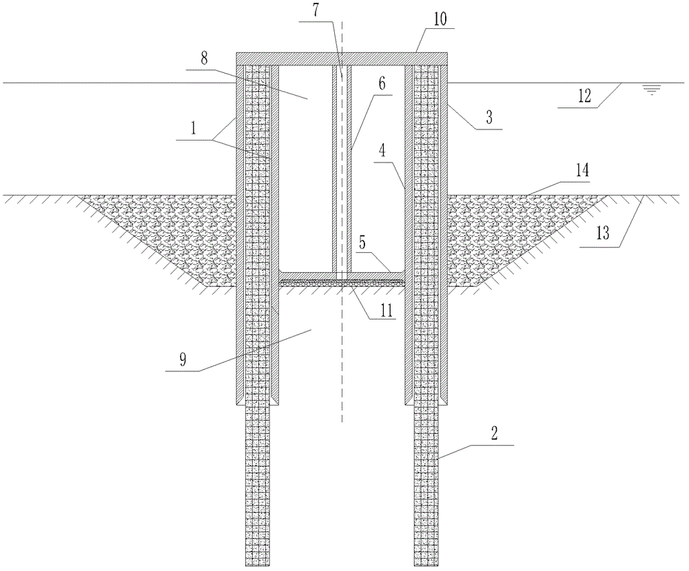 Bridge pile-bucket combined foundation and construction method thereof