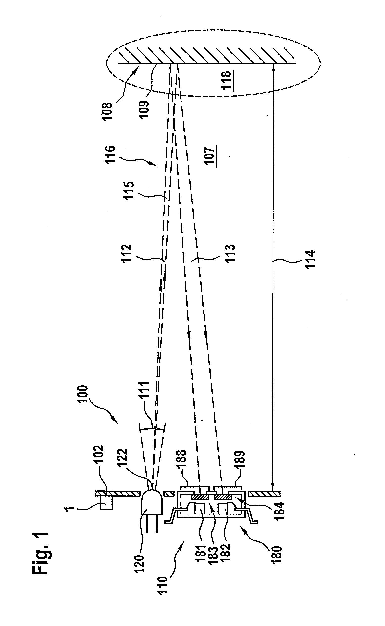 Optical gas sensor device and method for determining the concentration of a gas