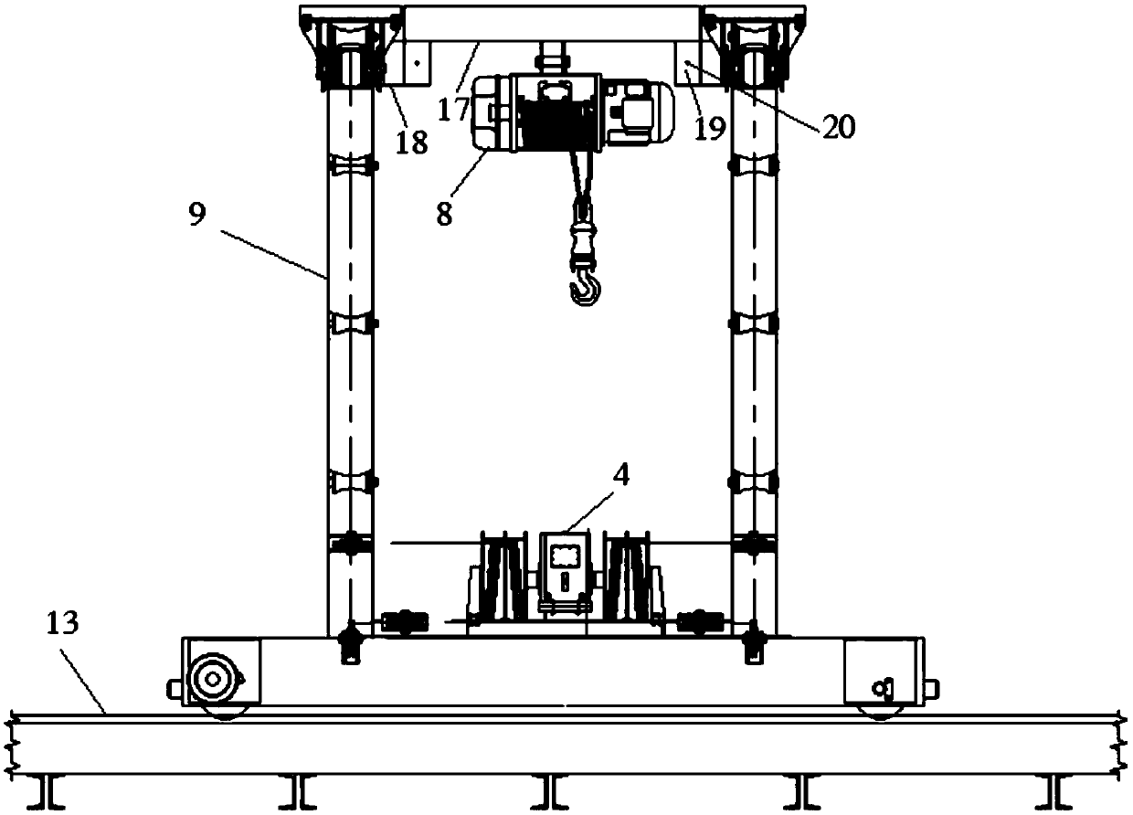 Double-arch-bridge type installation machine for railway tunnel formwork trolley