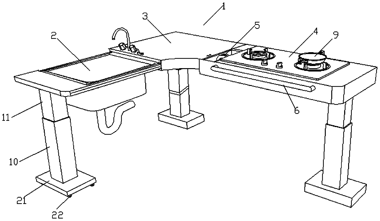 Cooking bench suitable for the old