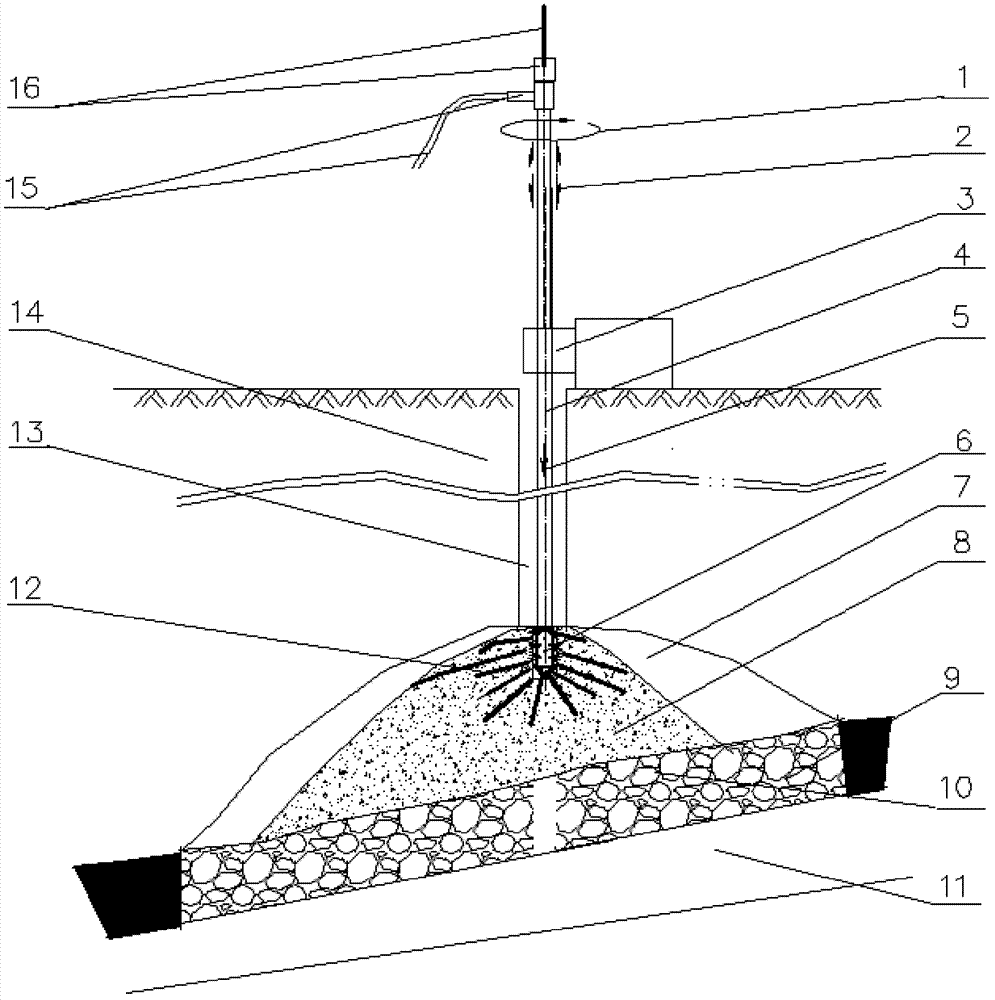 Process for realizing grouting consolidation for aggregates filled in cavities of strata and jetting drill bit