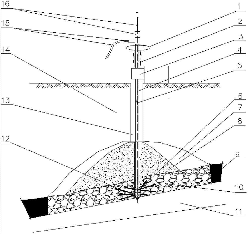 Process for realizing grouting consolidation for aggregates filled in cavities of strata and jetting drill bit