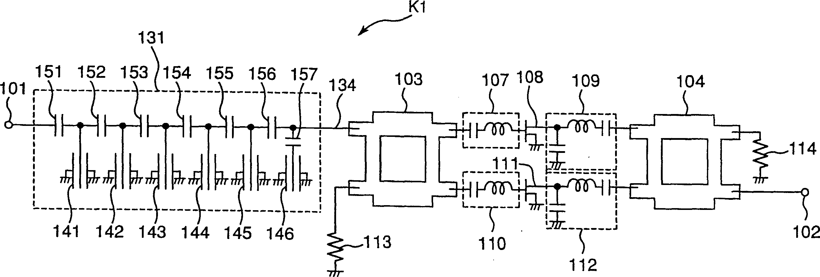 Filter with low-noise amplifier