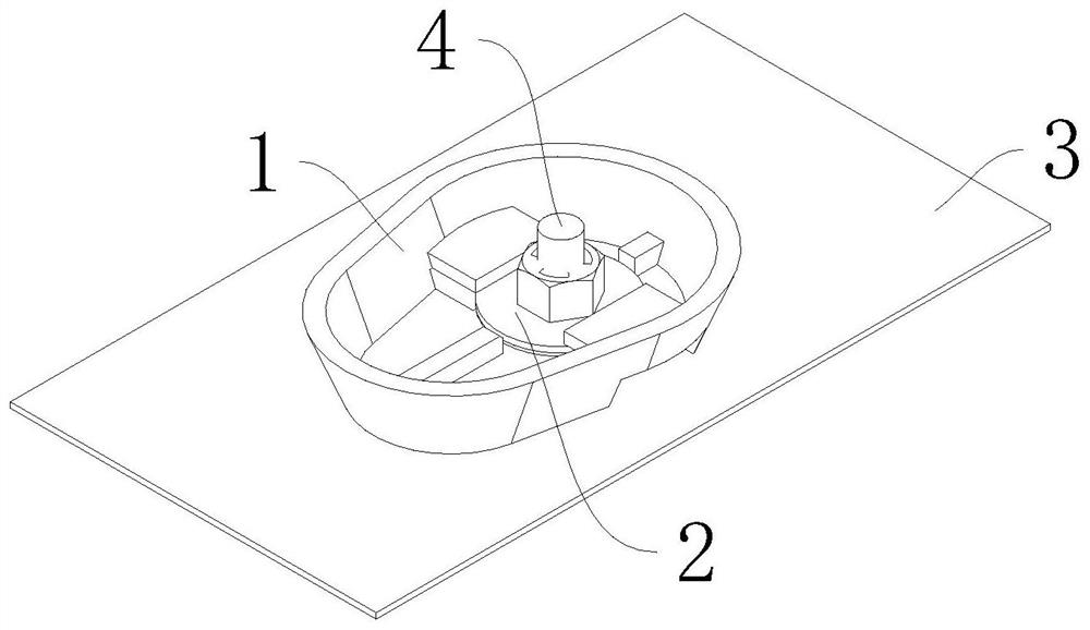 Nut mounting structure of automobile guard plate piece