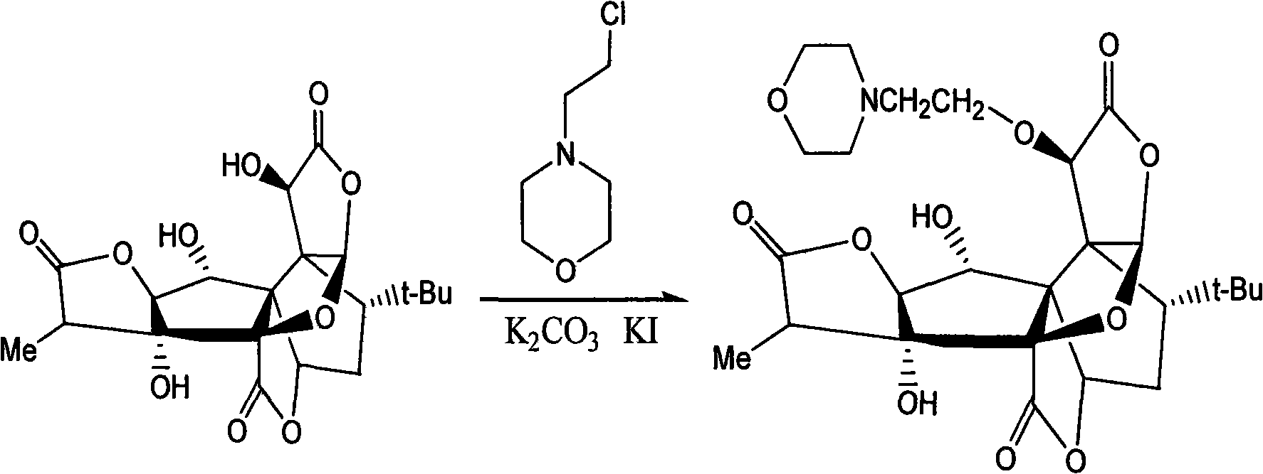 Synthetic technological process of bilobalide B derivates
