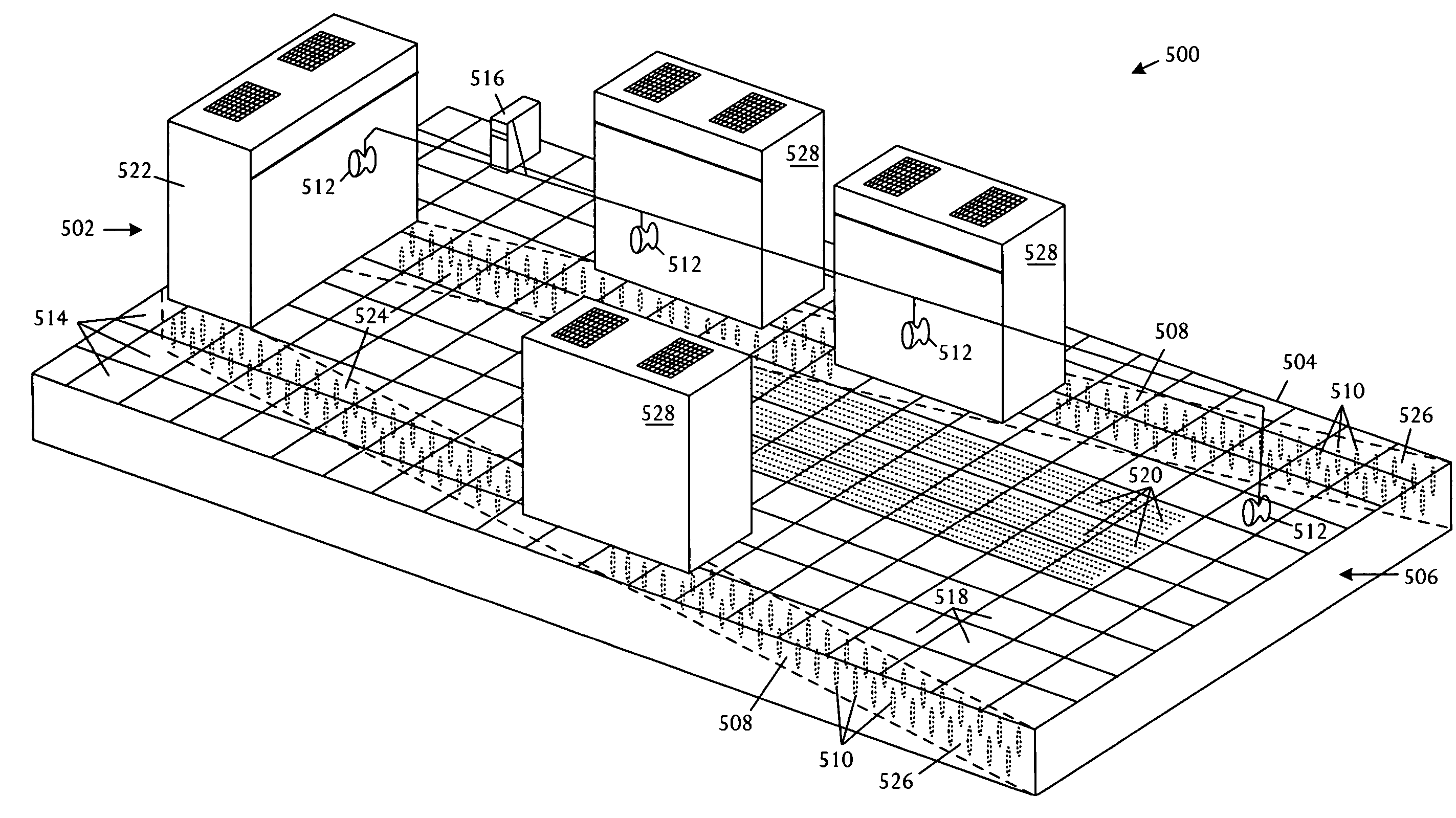 Airflow distribution control system for usage in a raised-floor data center