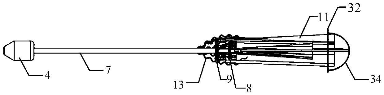 Downward-throwing type sonde with dandelion-like structure