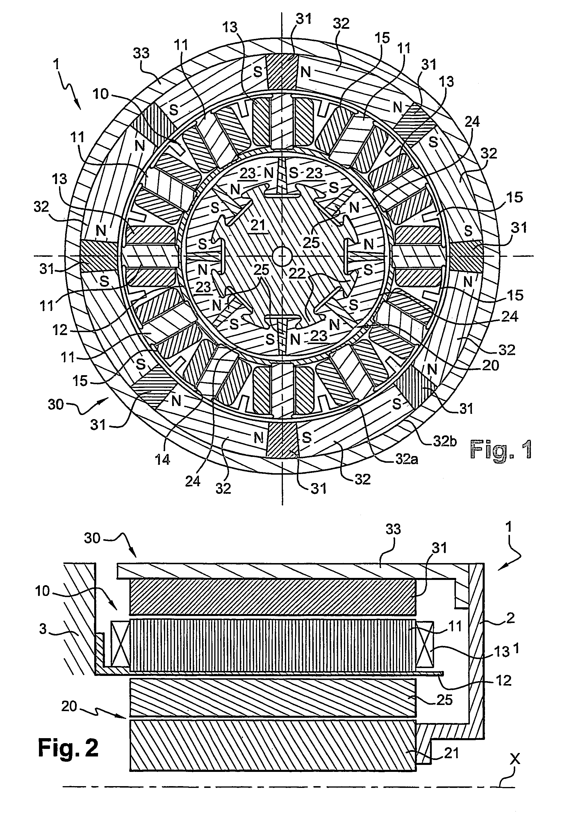 Rotary electric machine comprising a stator and two rotors