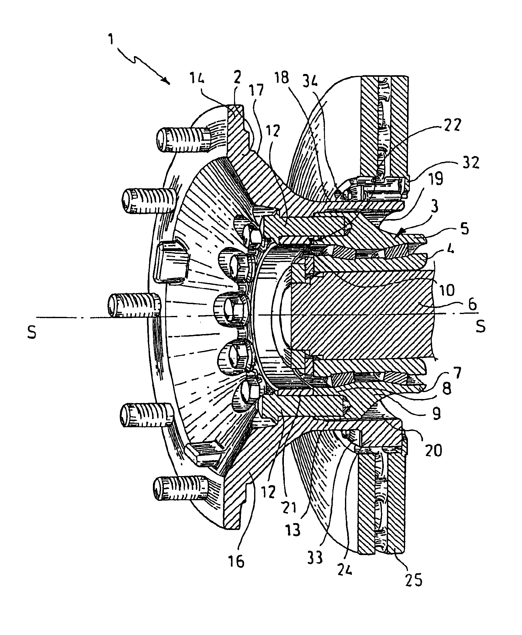 Wheel support for vehicles with disk brakes