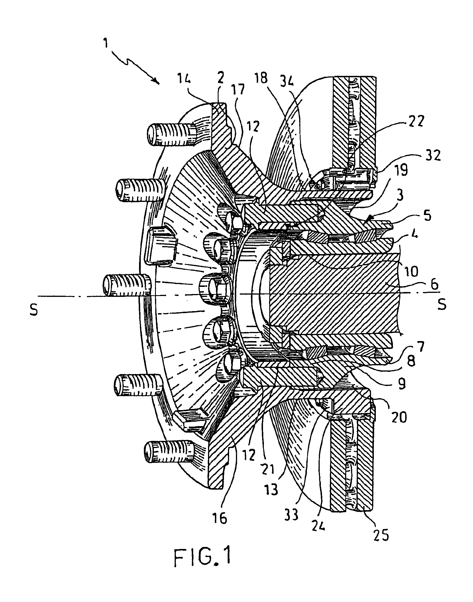 Wheel support for vehicles with disk brakes