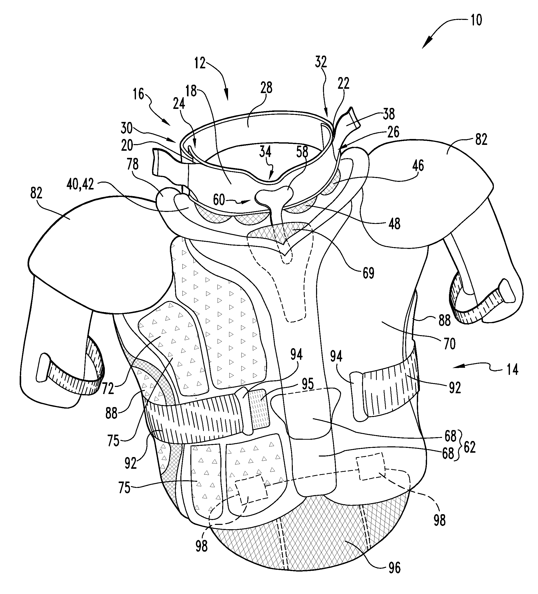 Combined neck and upper body protective garment