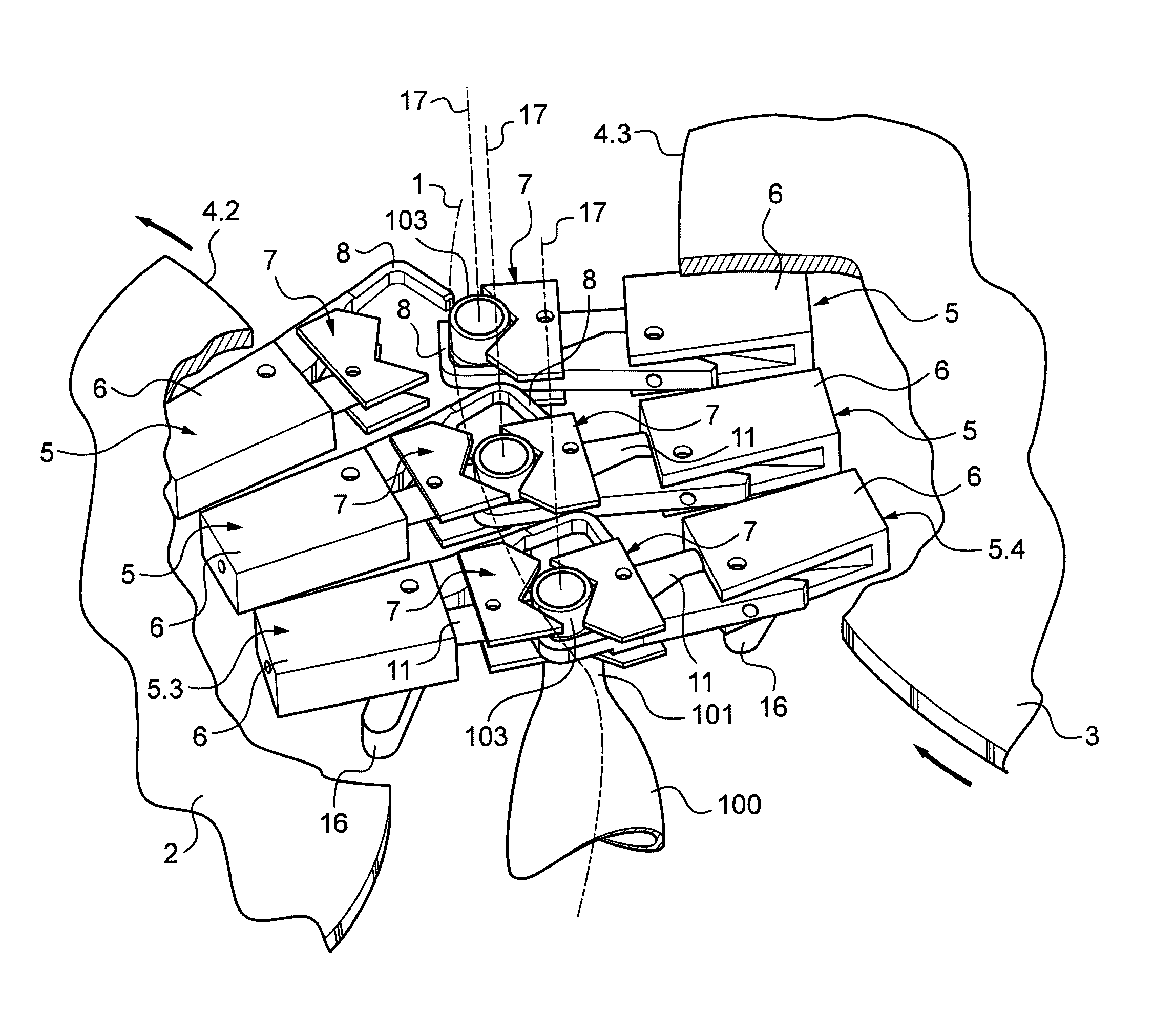 Method of positioning containers in a container processing installation, a corresponding positioning device, and an installation including such devices