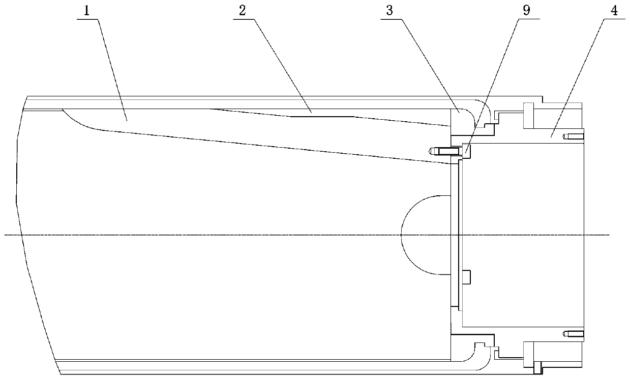 Combined core mould structure for forming grain of rocket engine and use method thereof