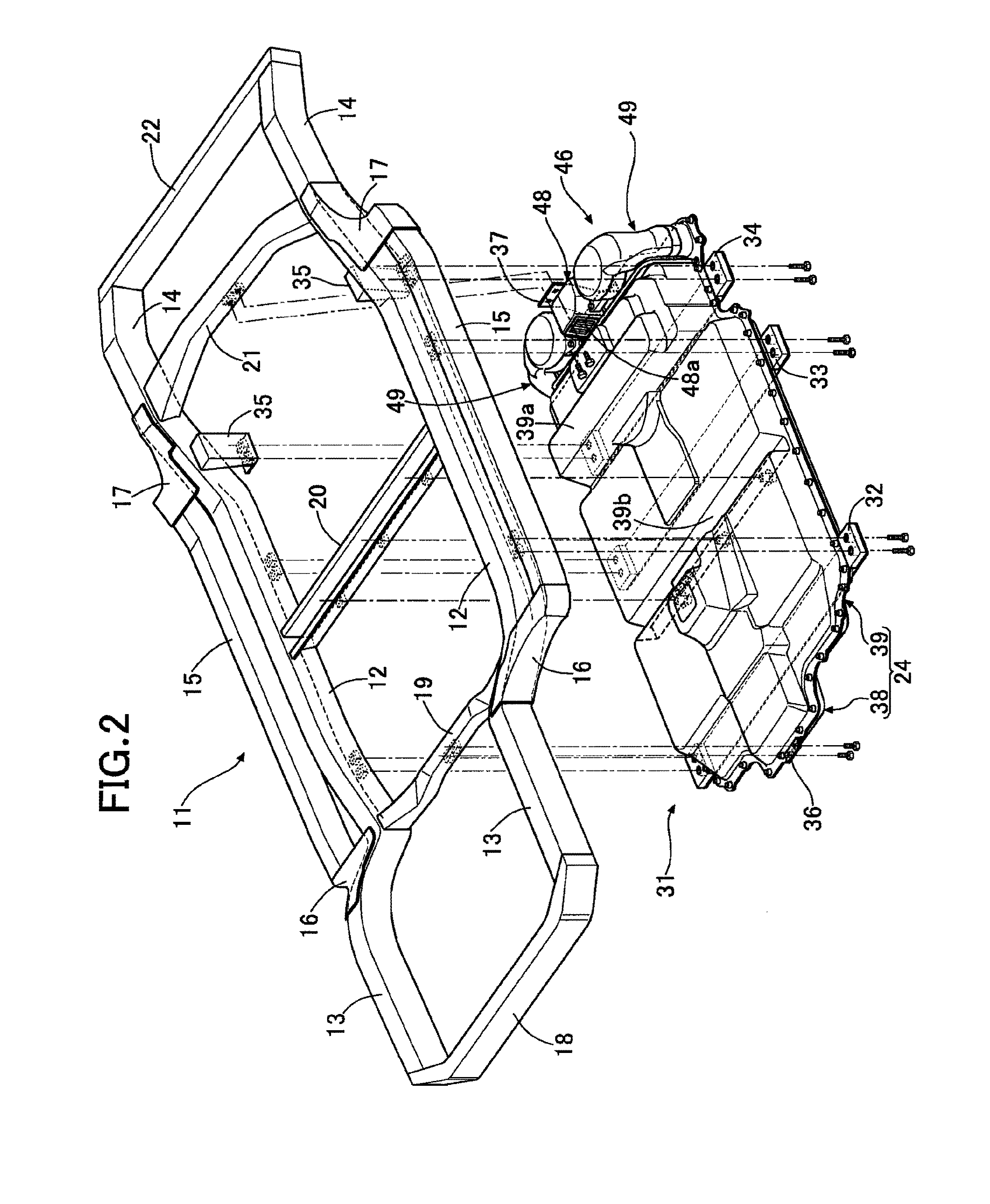Structure for mounting battery pack on vehicle