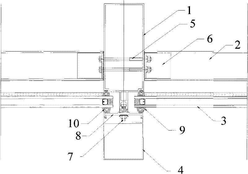 Seal connection method and structure of exposed frame curtain wall