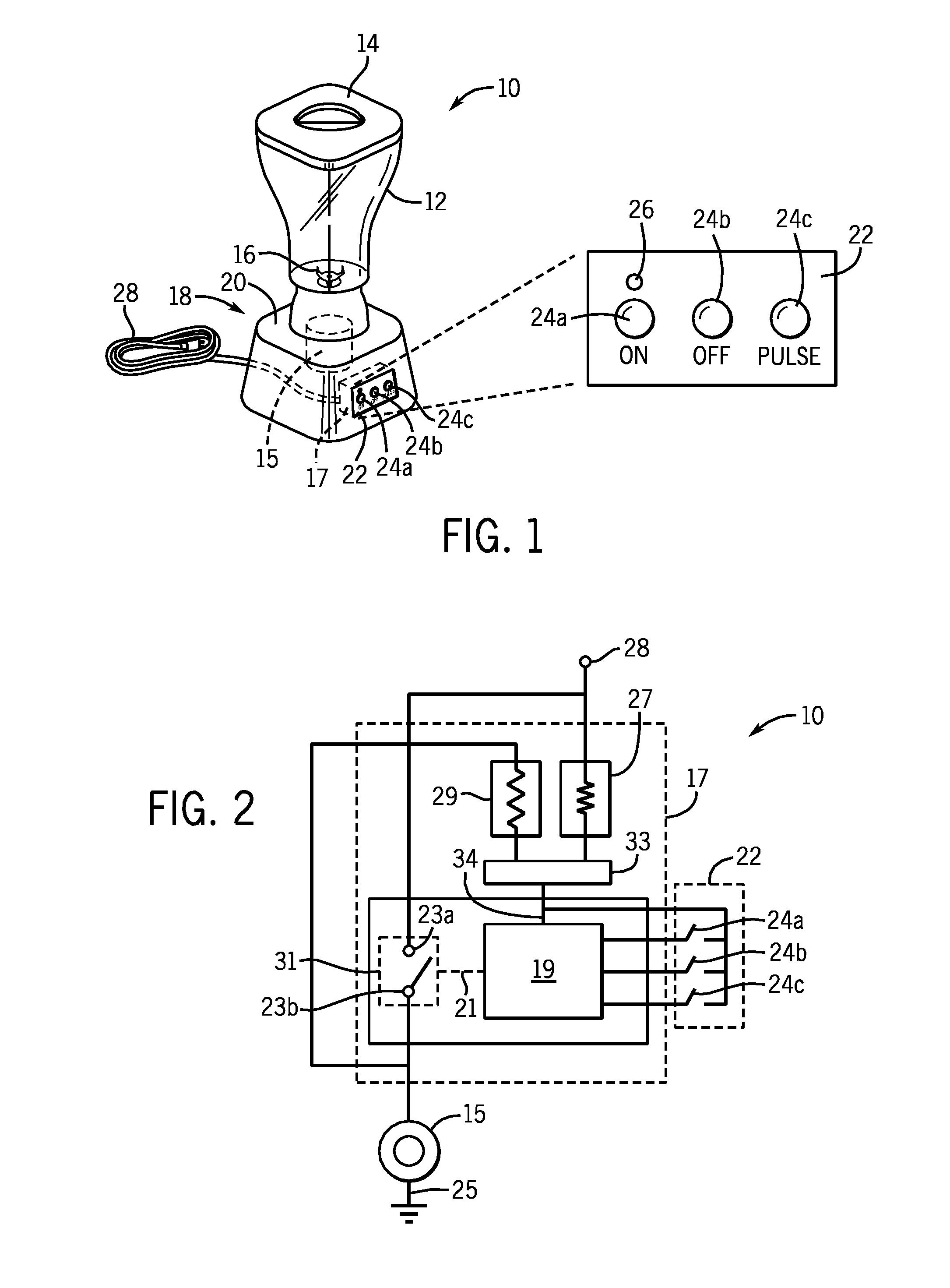 Low cost blender control permitting low actuation force switches