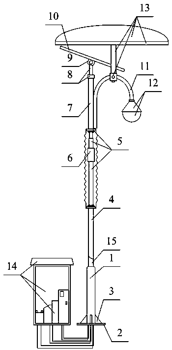 Light energy street lamp device based on automatic lifting system of Internet of Things