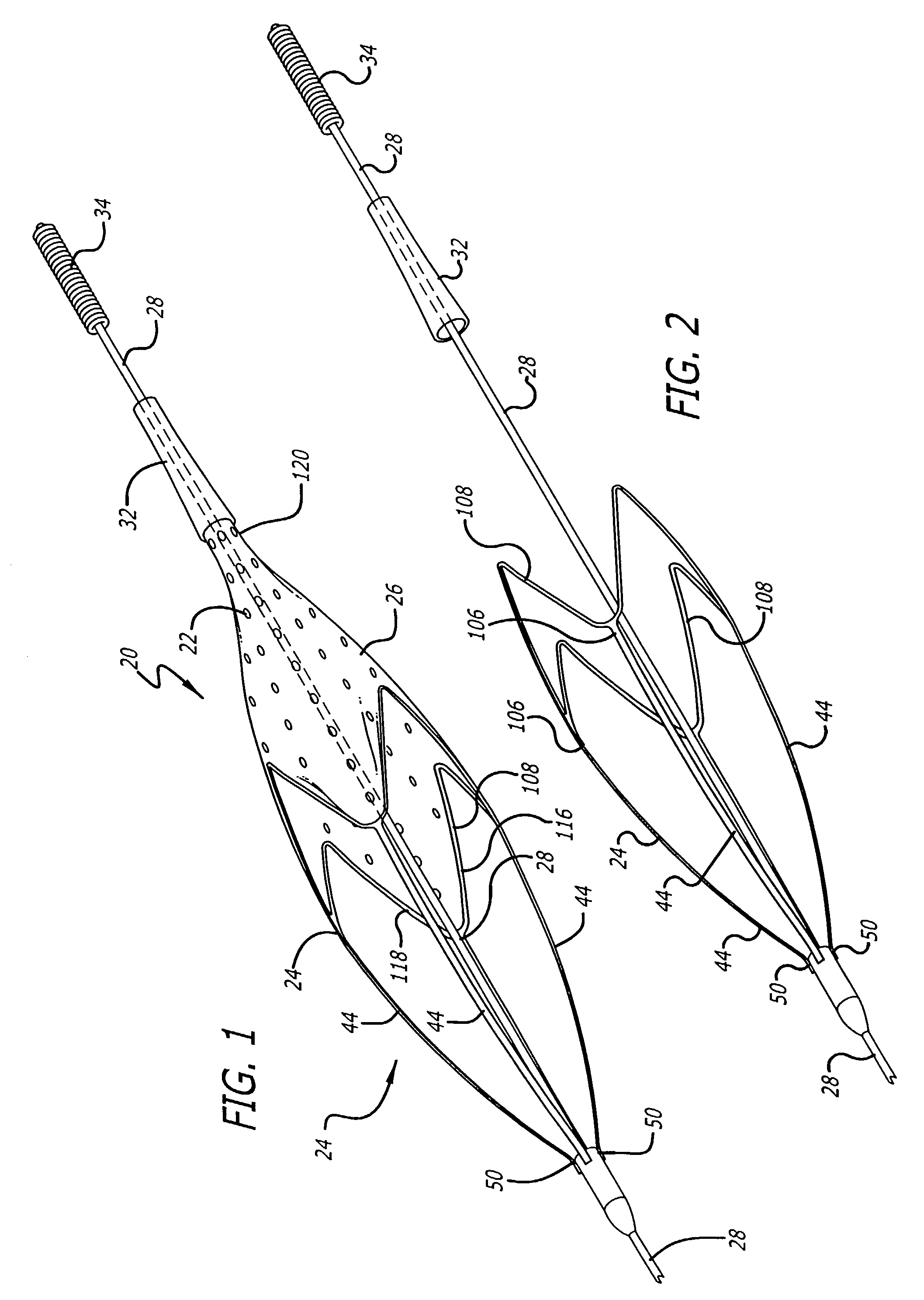 Support structures for embolic filtering devices