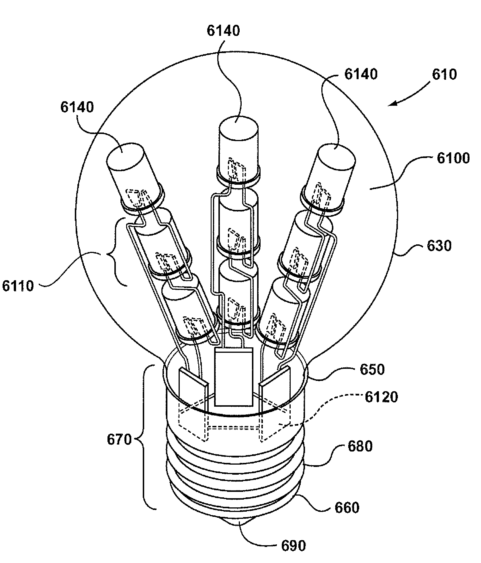 Light emitting diode light bulbs with strands of LED's