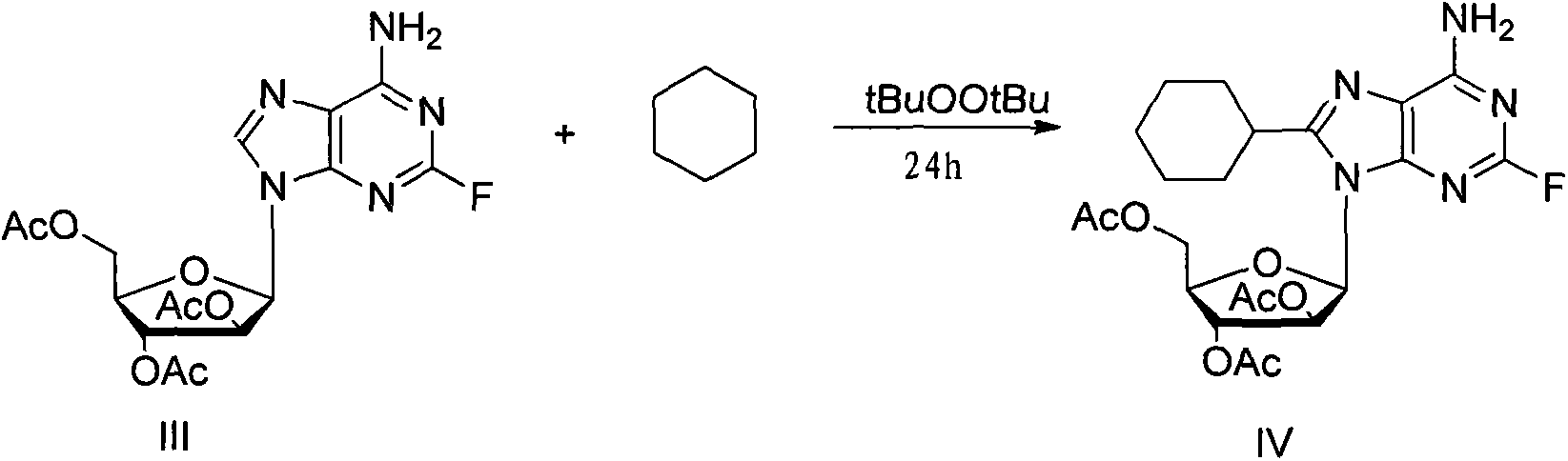8-cyclohexyl-2-fluoro-vidarabine as well as preparation method and application thereof