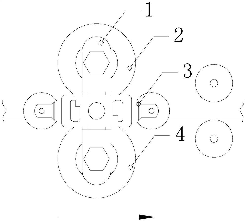 Anti-running line structure for steel bar straightening equipment