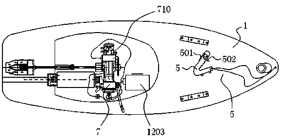 Inhaul cable control system of powered surfboard