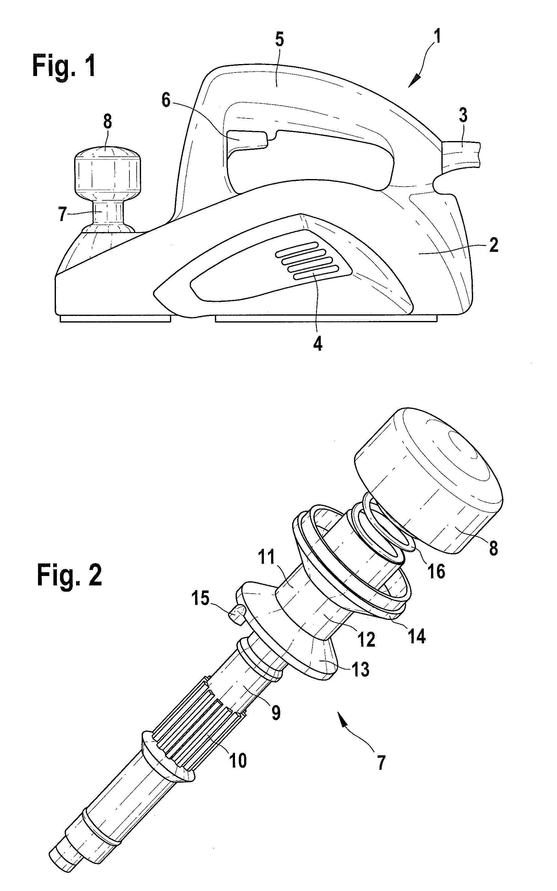Hand-guided power tool rotating knob adjusting device
