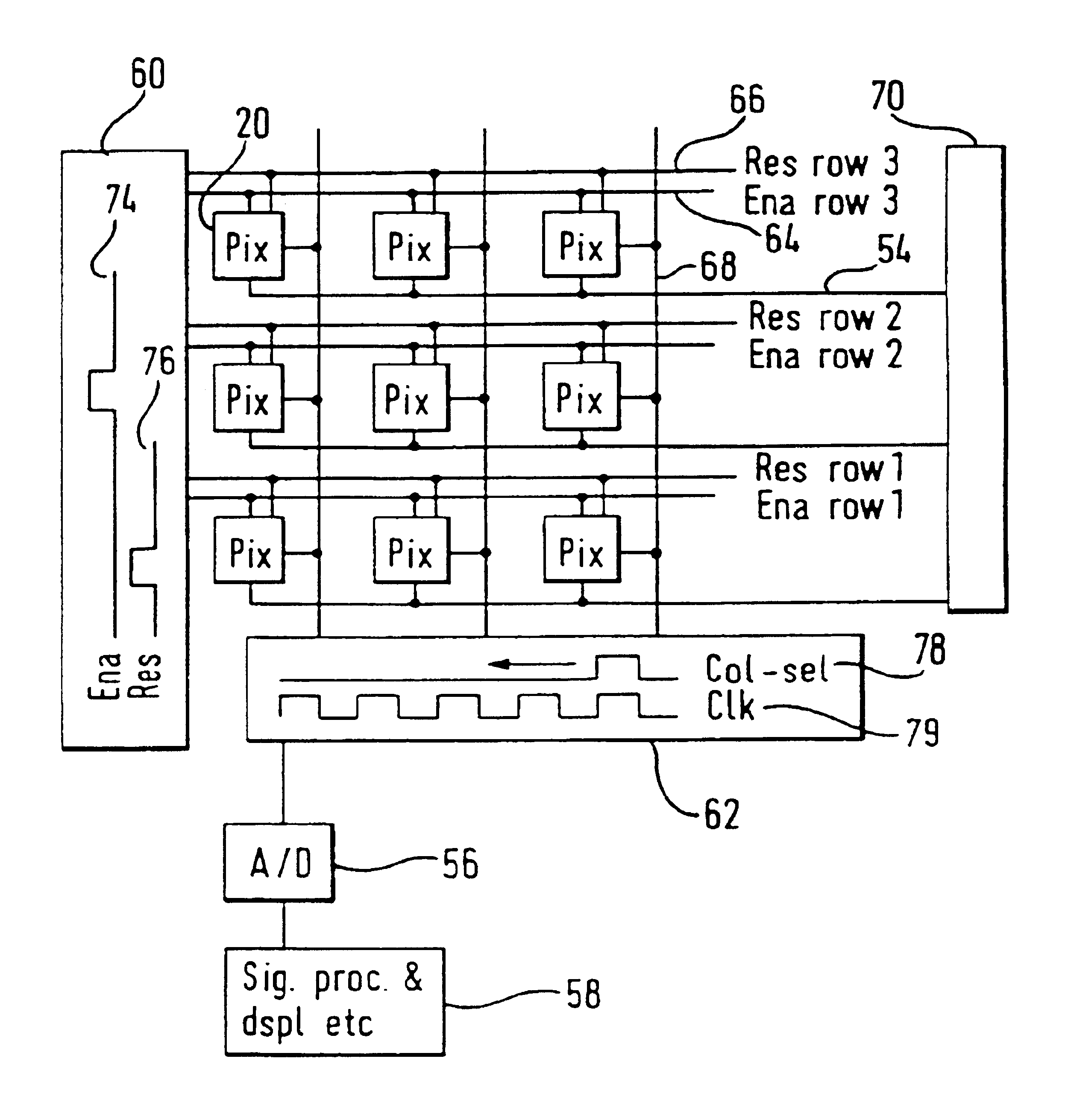 Semiconductor radiation imaging device including threshold circuitry