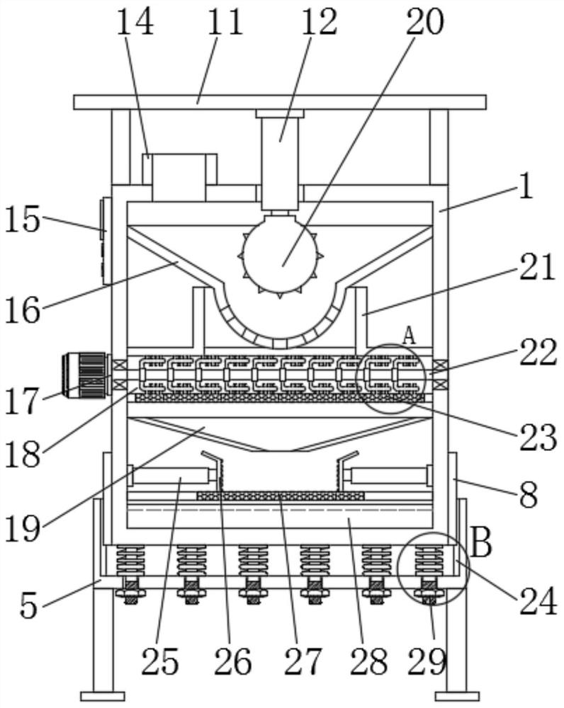 Multistage crushing device for iron ore mining