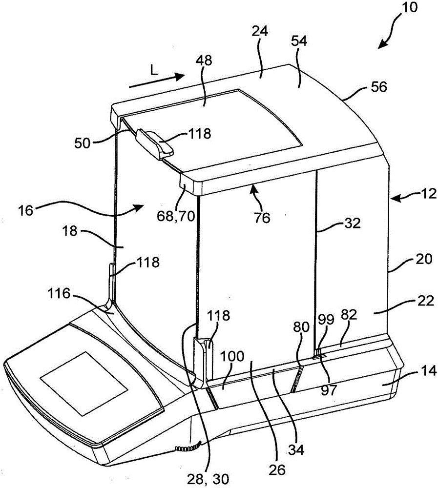 Weighing-chamber base and draught shield for a precision balance, and precision balance