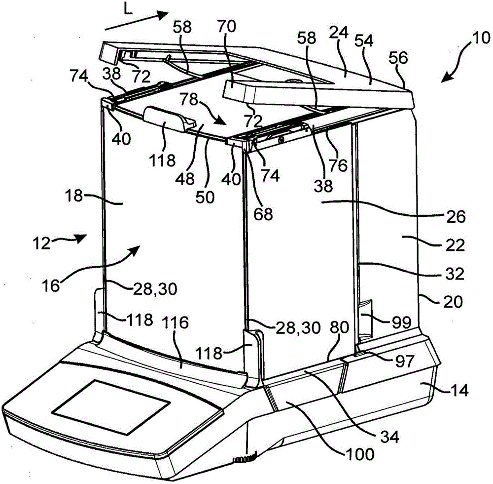 Weighing-chamber base and draught shield for a precision balance, and precision balance