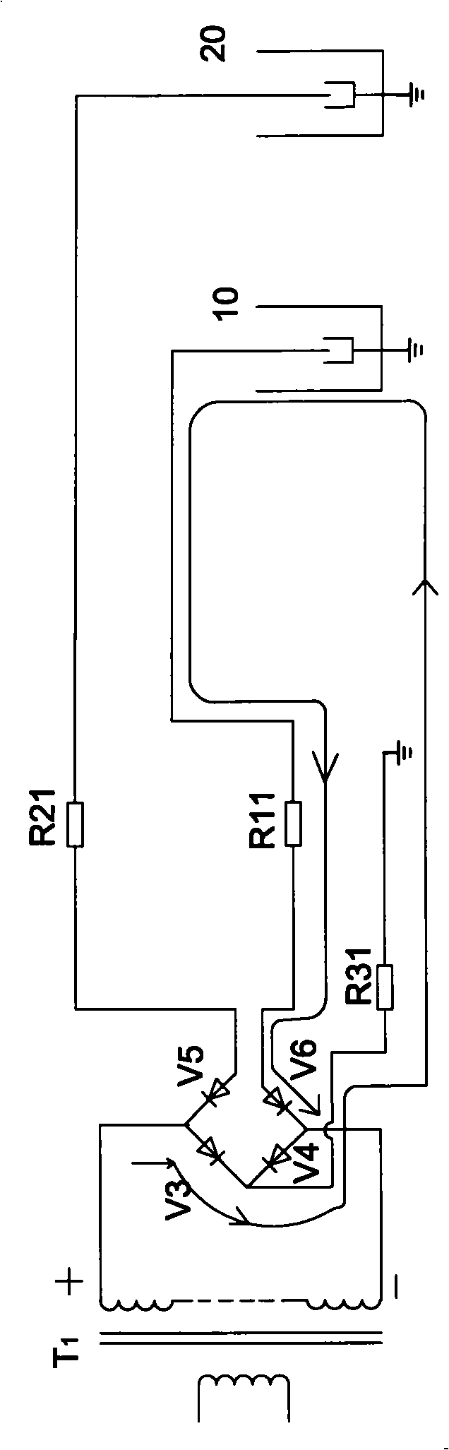 High-voltage power device for electrostatic precipitator