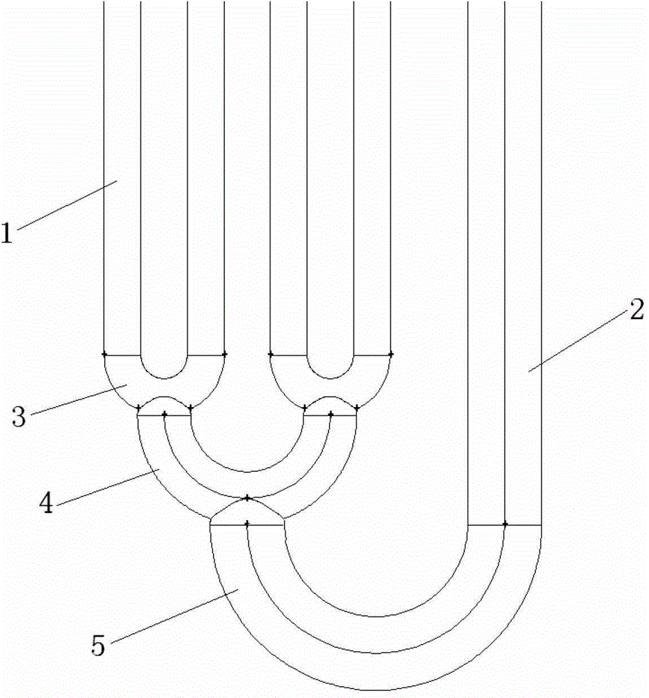 A two-pass radiation section furnace tube for ethylene cracking furnace