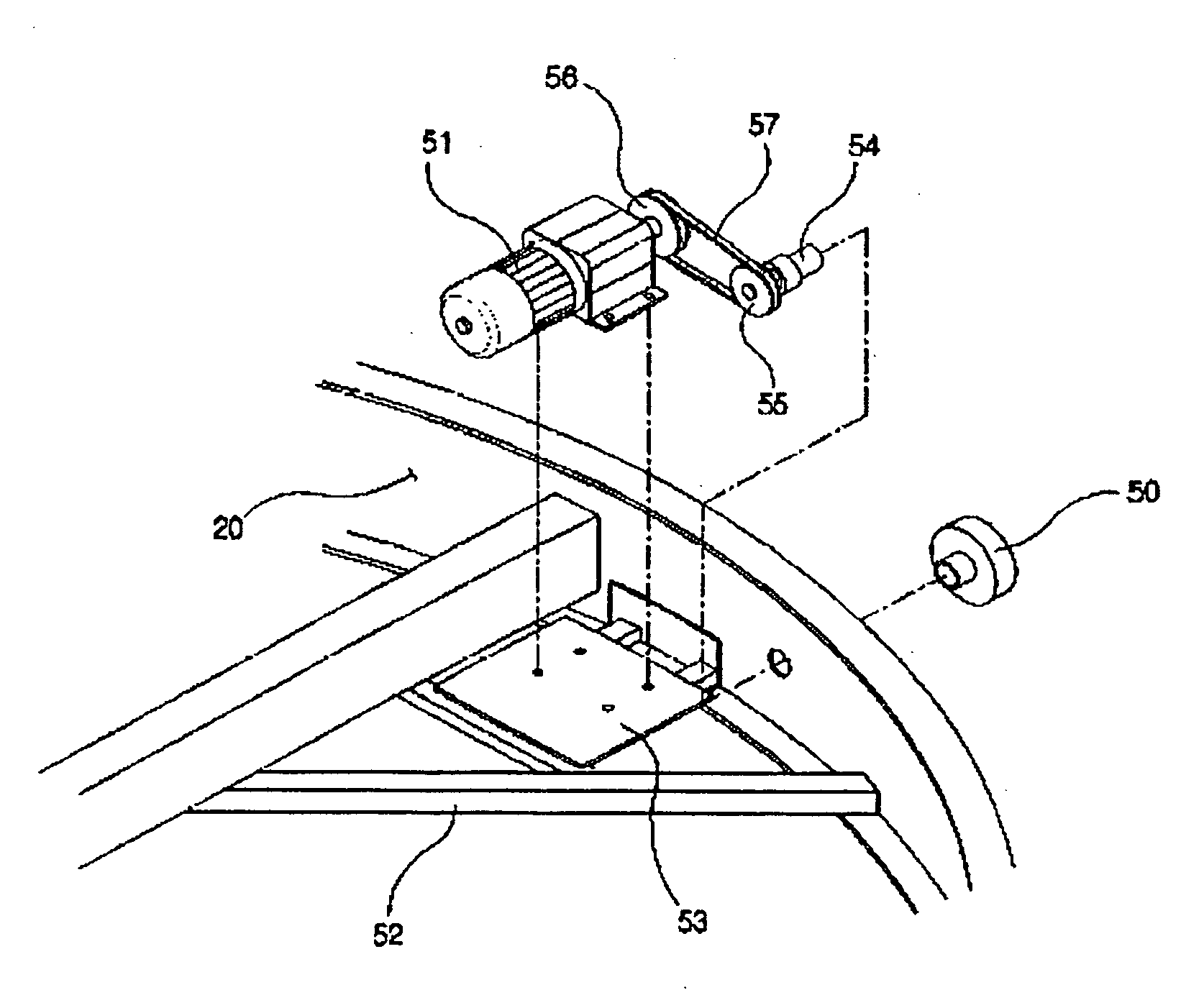 Power transmitting system for rotary wings of automatic revolving door