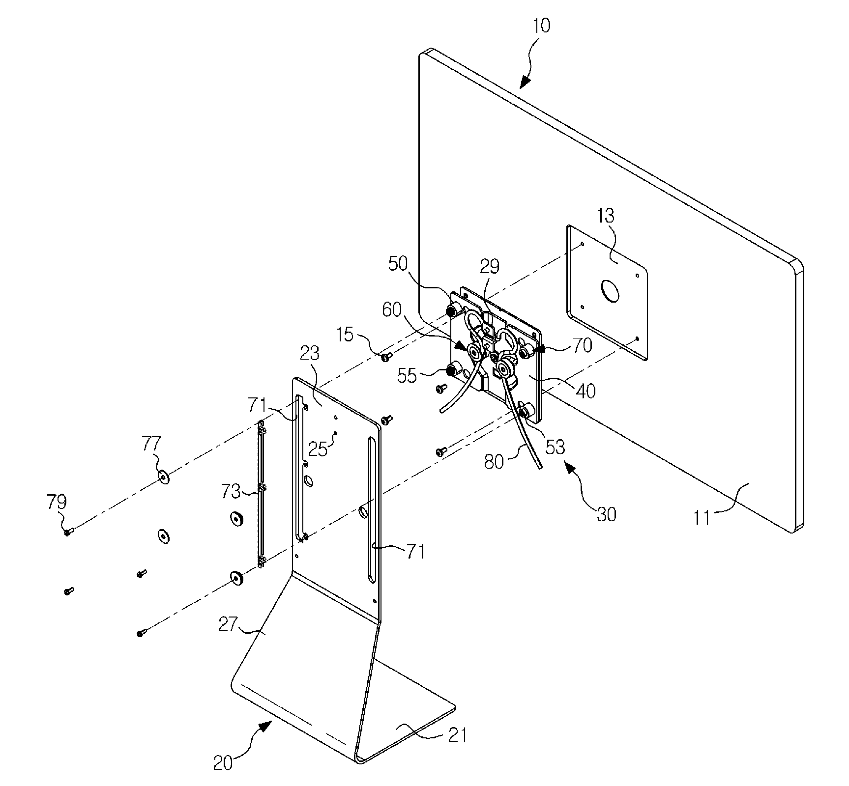 Vertical positioning unit for display device and display device having the same