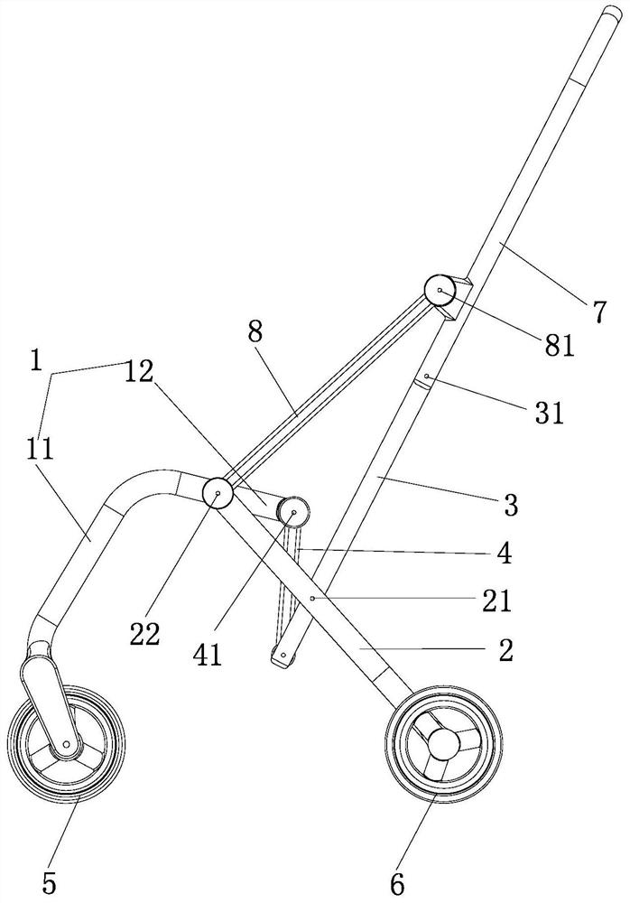 Foldable support and baby carriage frame with same