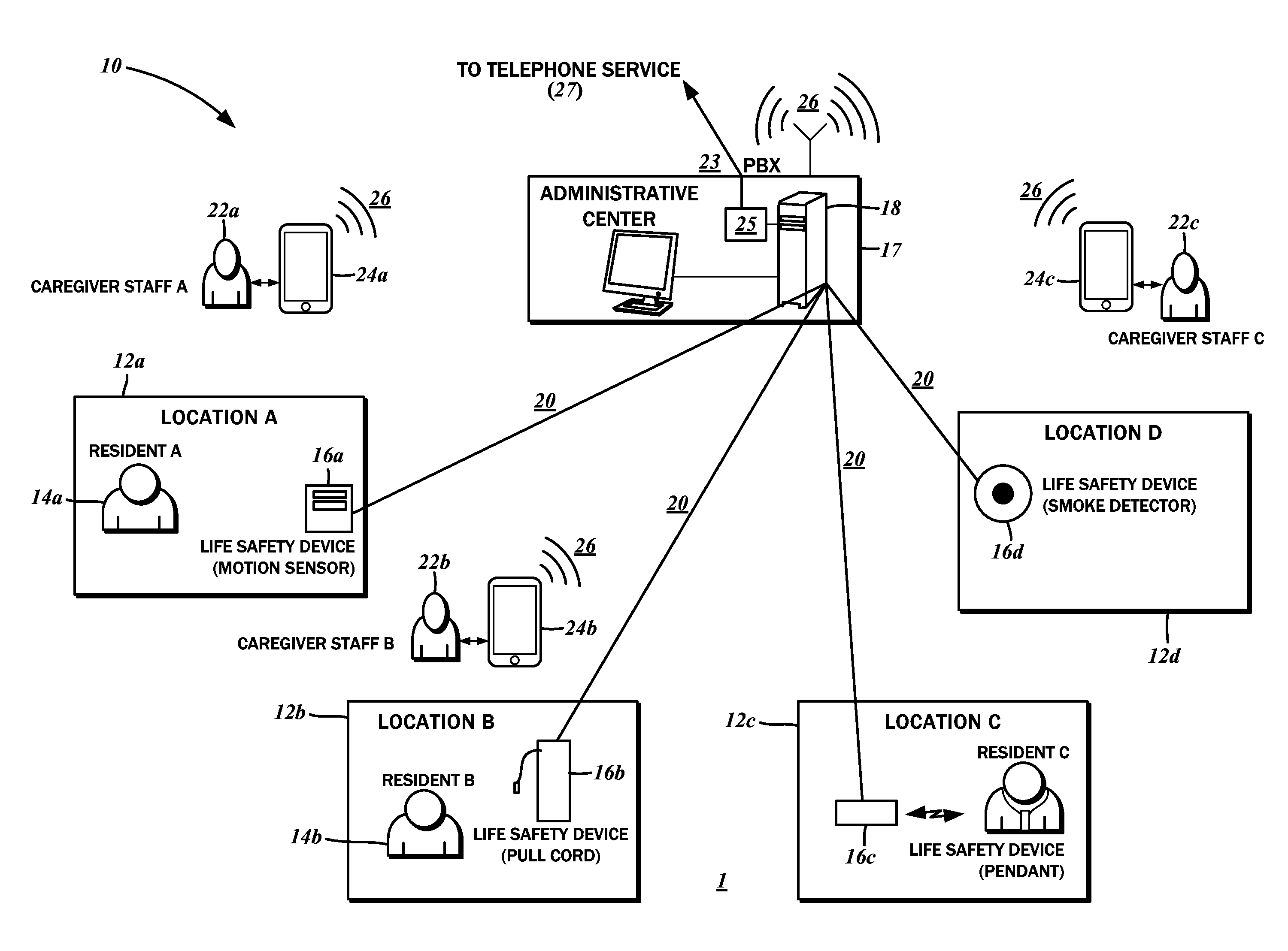 Interactive wireless life safety communications system