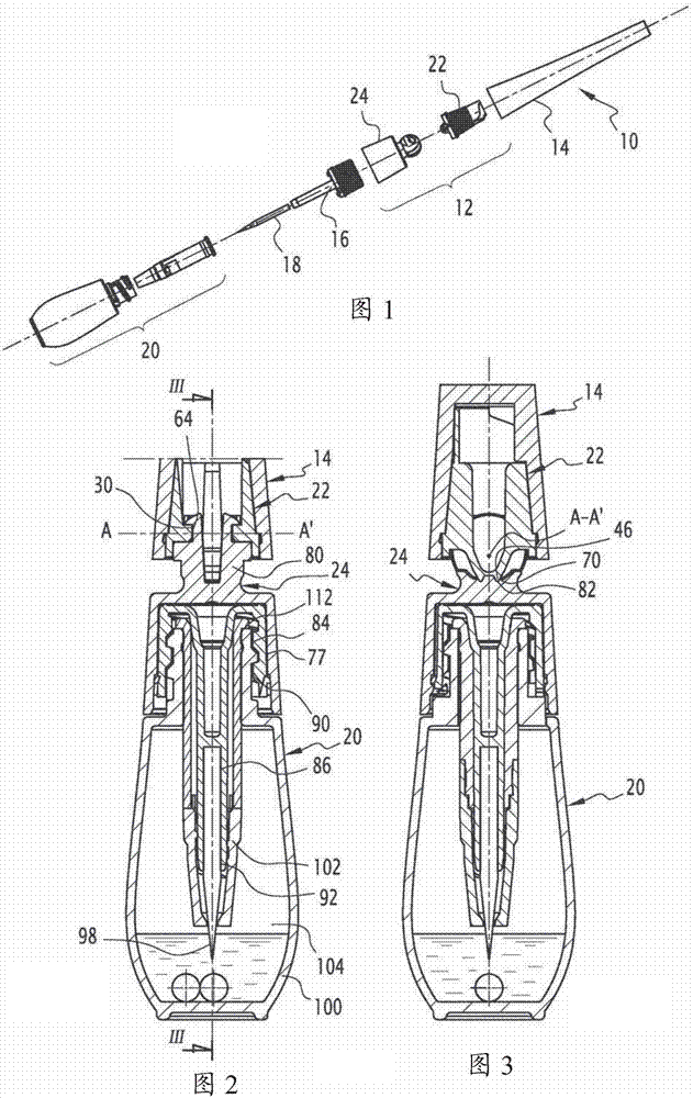 Joint mechanism of application device of cosmetic product, associated device, application method and manufacturing method