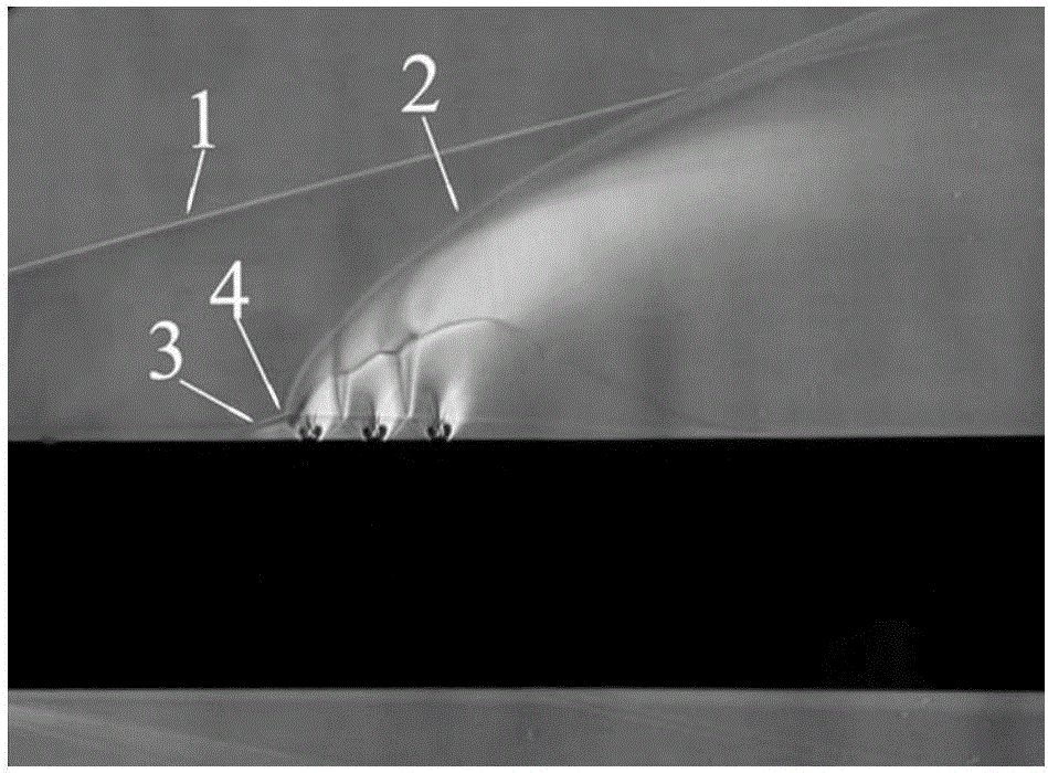 Test device for lateral jet flows of multiple nozzles