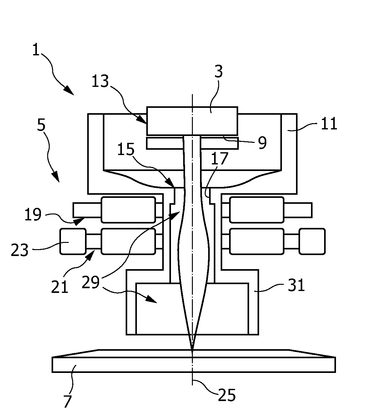 Electron optical apparatus, x-ray emitting device and method of producing an electron beam