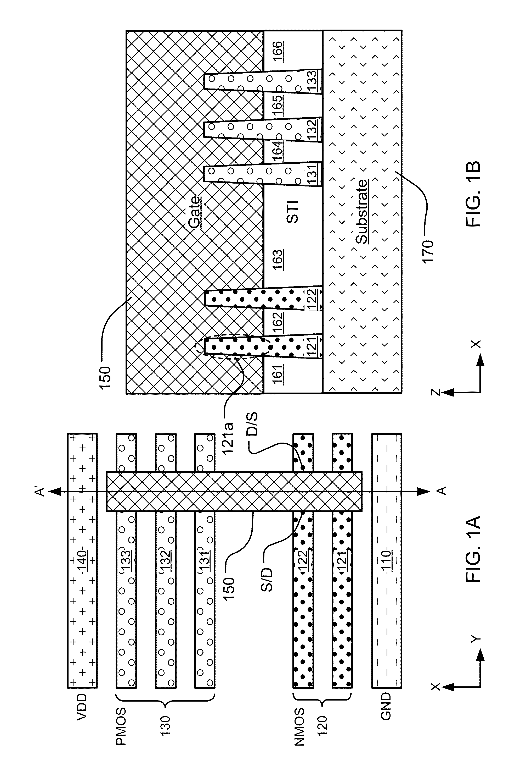 Nanowire or 2d material strips interconnects in an integrated circuit cell