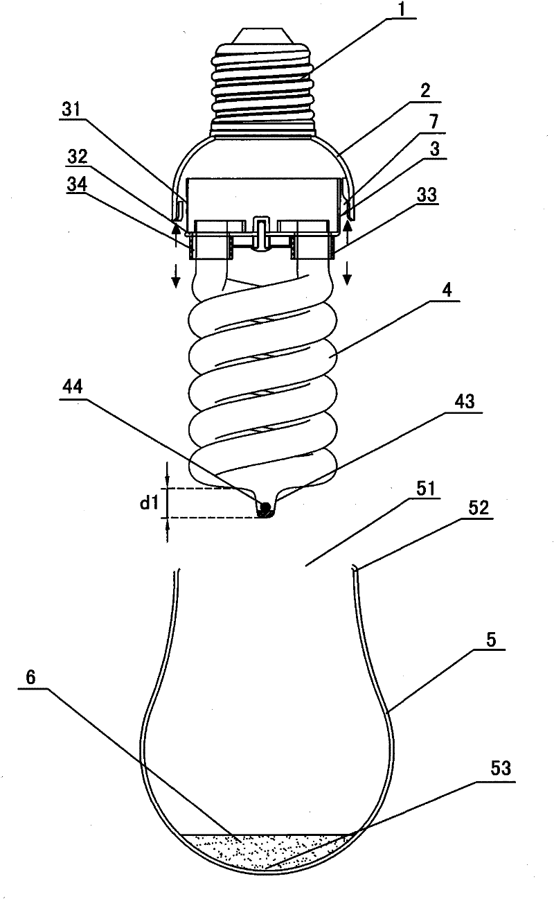 Energy-saving lamp with shade and assembly method thereof