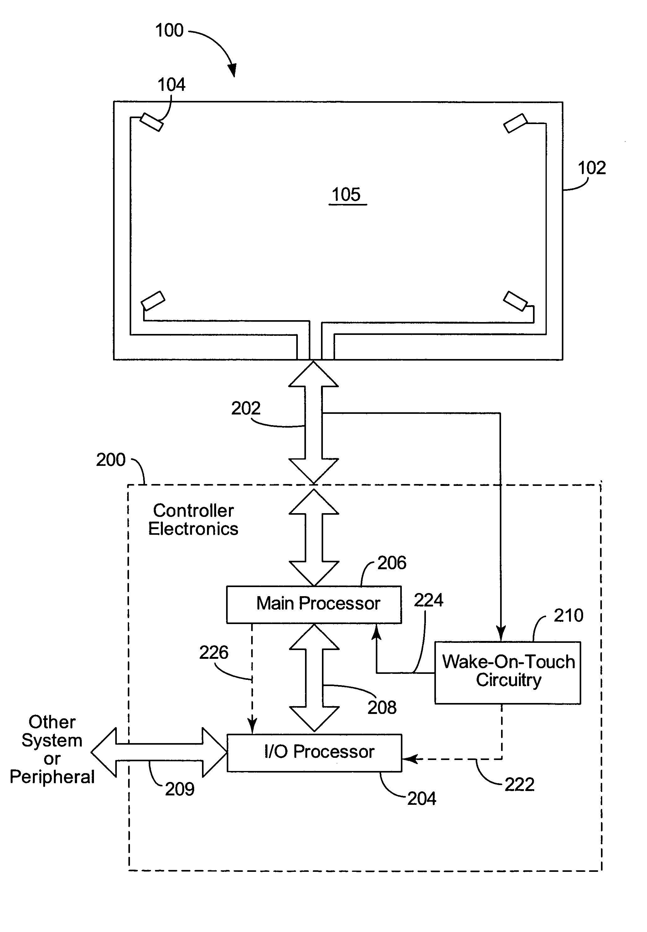 Wake-on-touch for vibration sensing touch input devices