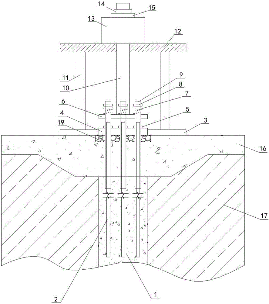 Glass fiber reinforced polymer rebar prestressed anti-floating anchor stock and construction method thereof