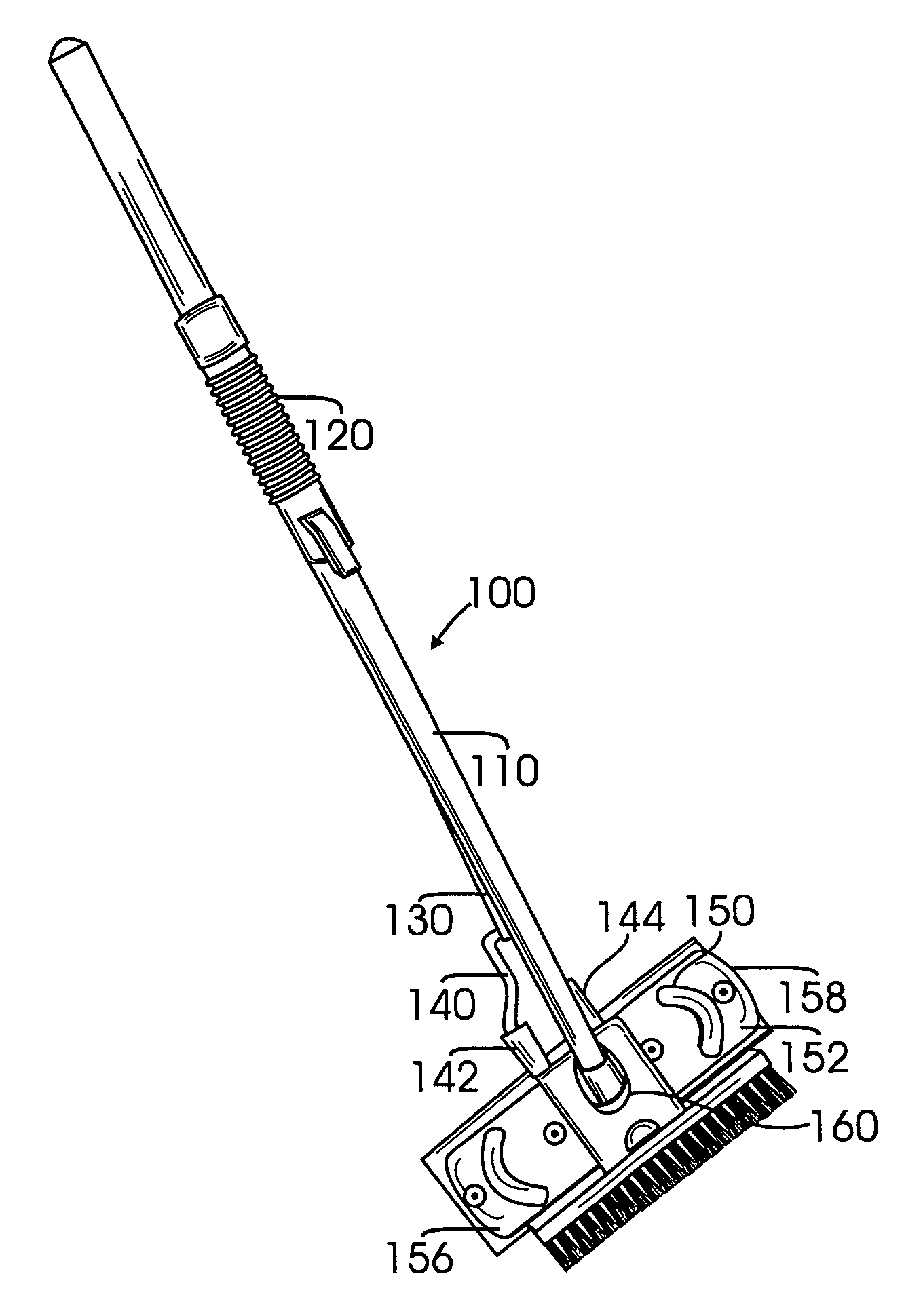 Attachment mechanism to a metal mop head to securely retain a cleaning implement attachment on a butterfly mop