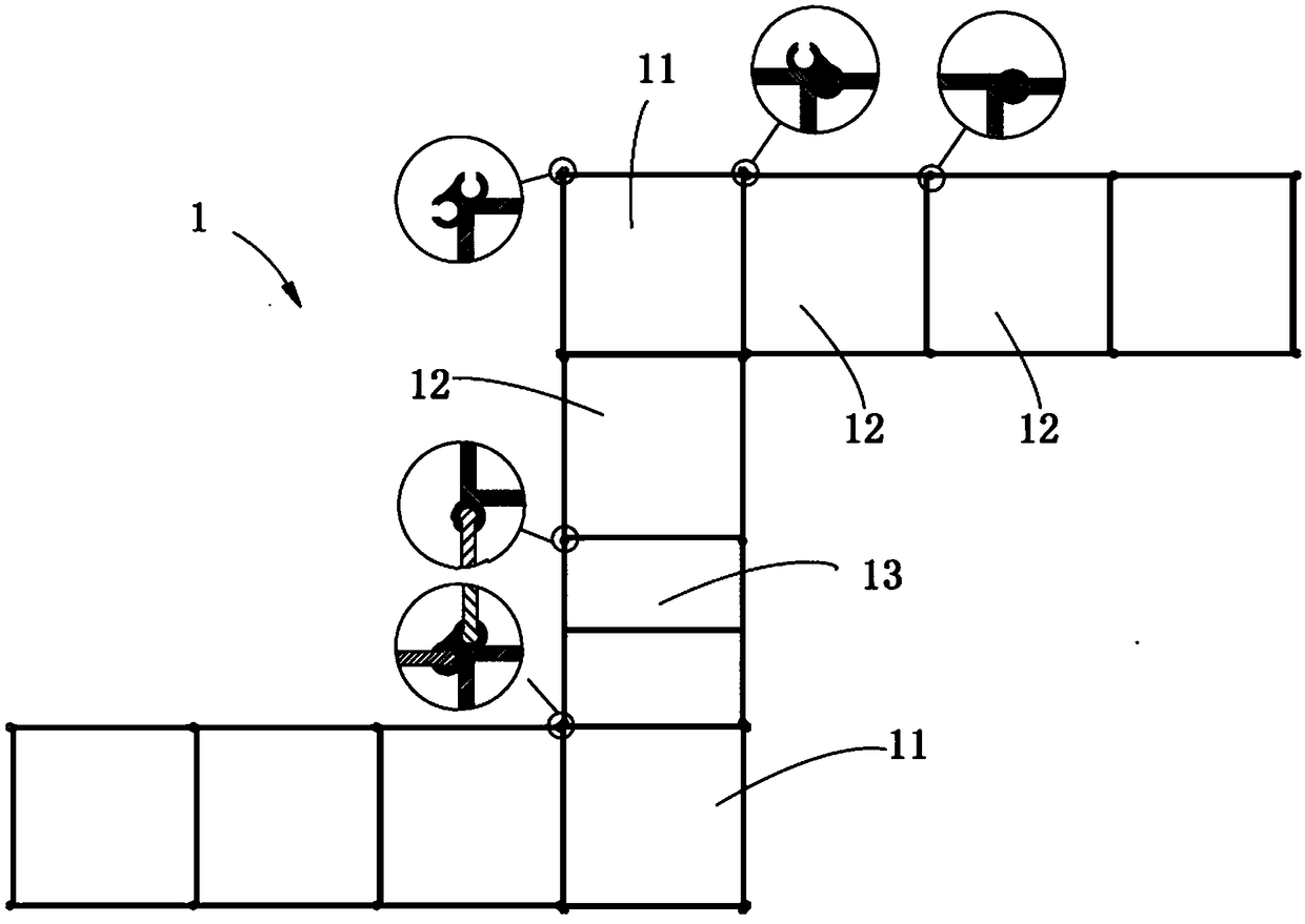 Welding-free-type wide limb combination special-shaped skeleton