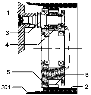 Planet wheel type profiling excavation device for construction of rectangular-cross-section tunnel