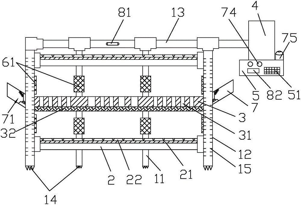 Drainage device for shallow silt foundation treatment and laying method